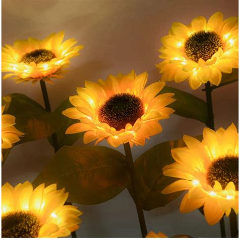 Led Sunflower Solar Yard Light Outdoor Waterproof Garden Etsy