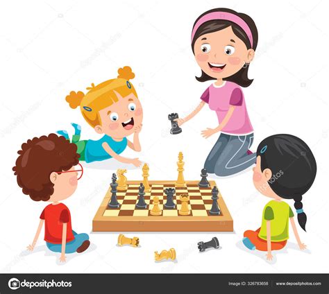 Cartoon Character Playing Chess Game Stock Vector Image By