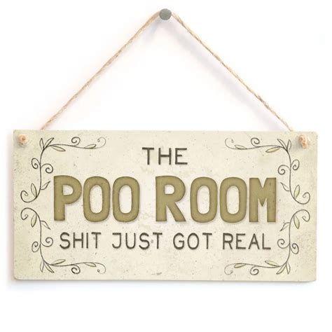 Meijiafei The Poo Room Shit Just Got Real Funny Home Accessory Sign