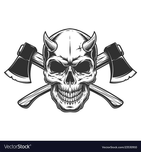Vintage Demon Skull With Horns Royalty Free Vector Image