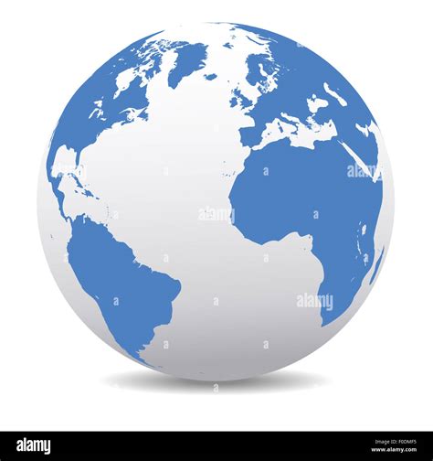 World Globe Europe North Africa America Atlantic Ocean Stock Photo
