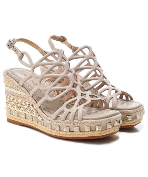 alma en pena beige lattice wedge sandals jules b