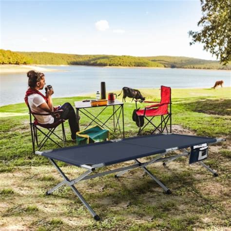 Gymax Folding Camping Bed Extra Wide Military Cot Up To 330lbs W Carry Bag And Storage 1 Unit