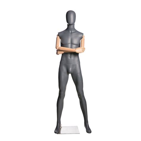 Egghead Male Full Body Mannequin With Wooden Arms 2 Matte Grey