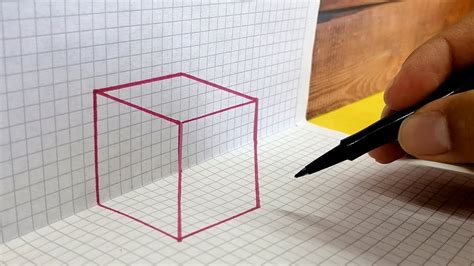 Como Dibujar Un Cubo 3d How To Draw A Cube 3d Trick Art On Graph