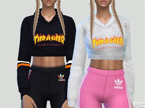 Thrasher Sporty Hoodie By Pinkzombiecupcakes At Tsr • Sims 4 Updates