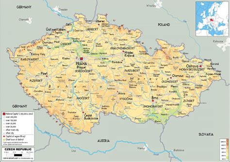 Češka mesta map - Češke mest zemljevid (Vzhodni Evropi - Evropa)