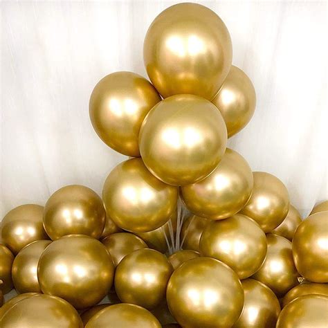 50pcs Gold Chrome Balloons 14 Inch Metallic Latex Balloons For Party Wedding
