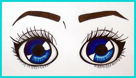 How To Draw Big Blue Cartoon Eyes Tutorial By Simply Ksenia