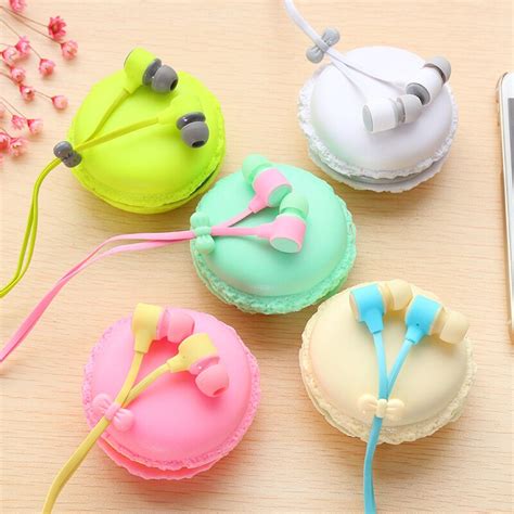 Macarons Candy Color Girls Wired Headset In Ear Cute Earphones For