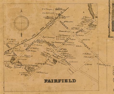 Fairfield Village Connecticut 1858 Fairfield Co Old