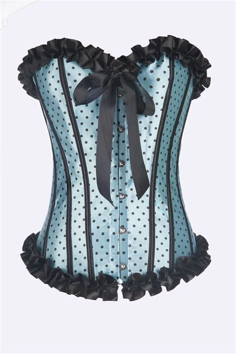 New Arrival Overbust Sexy Steel Boned Dot Satin Bustiers Corset