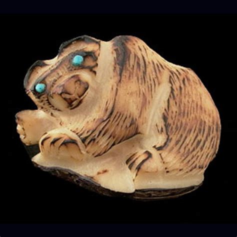 S569 Zuni Alvert Lamy Tagua Nut Bear Fetish Carving — Find Zuni Fetishes Inuit Carvings Native