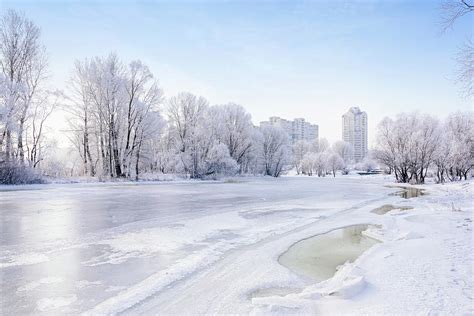 Frozen Water Snow And Ice On The Dnieper River Photograph By Alain De