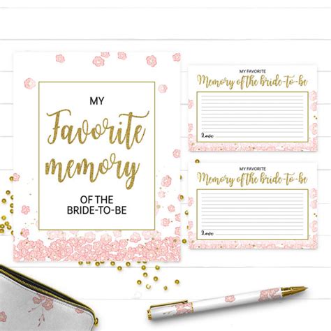 Gold And Pink My Favorite Memory Of The Bride Cards And Sign Printable