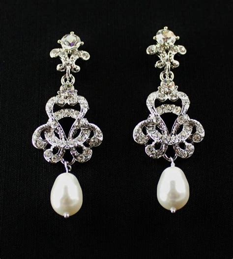 Pearl Bridal Chandelier Earrings Deco Bridal Jewelry Ivory Etsy