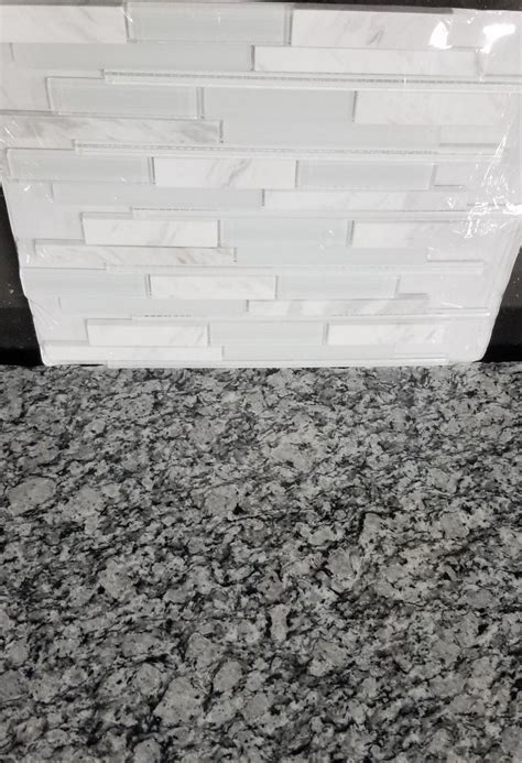 White Sparkle Stonemark Granite With Glass And Marble Mosaic