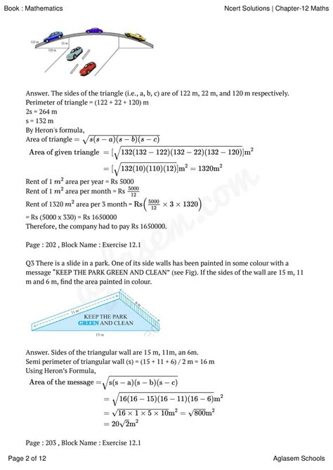 NCERT Solutions For Class 9 Maths Chapter 10 Heron S Formula PDF