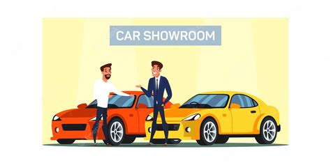 Premium Vector Car Showroom Illustration Man Buying New Luxury