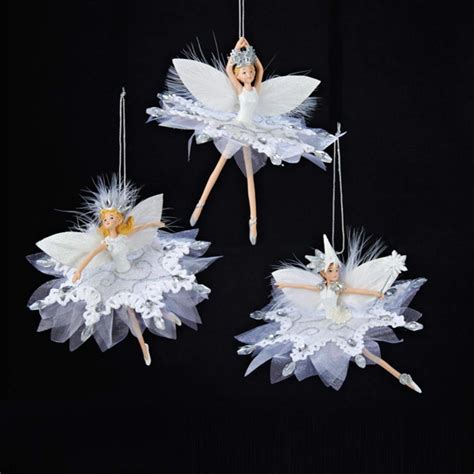 Pack Of 6 White Ballerina Snowflake Fairy Christmas