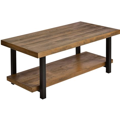 Segmart Rustic Coffee Table For Living Room Farmhouse Solid Wood
