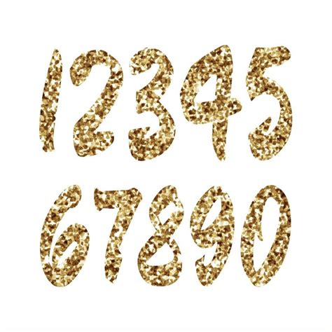 Gold Glitter Numbers Clip Arts Glitter Letters Cliparts Hand Etsy