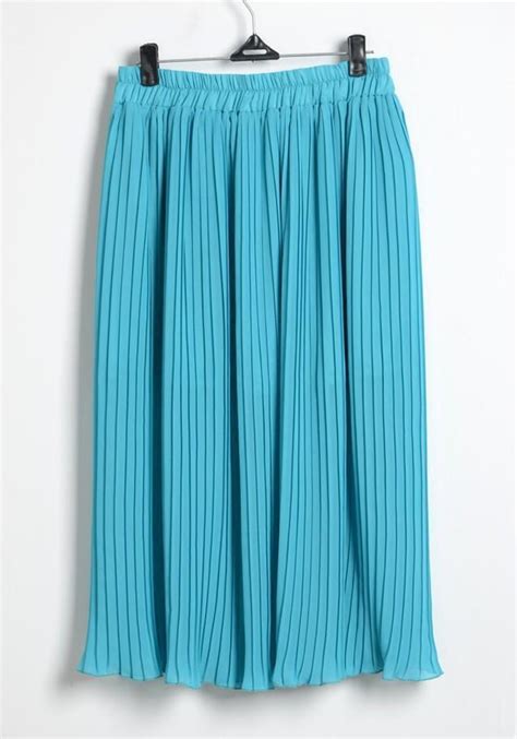Blue Pleated Chiffon Full Length Skirt Sheinsheinside