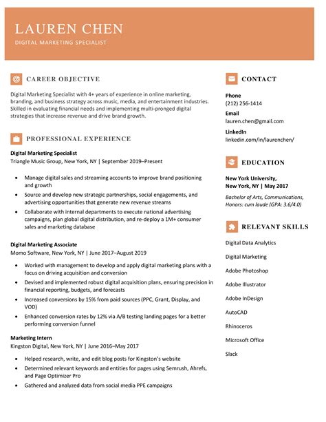 stylish modern resume template orange pptx templates