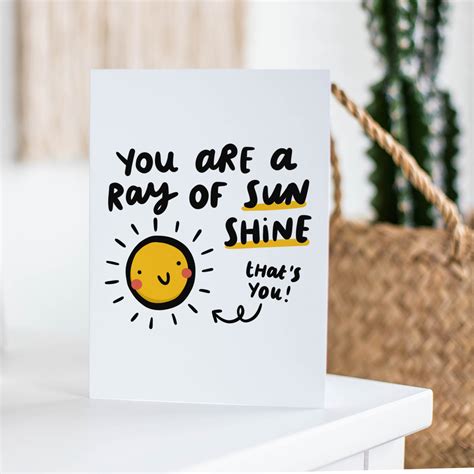 You Are A Ray Of Sunshine Thank You Card Friend Coworker Etsy