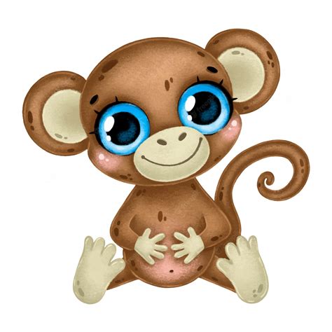 Premium Vector Illustration Of A Cute Cartoon Monkey With Big Eyes