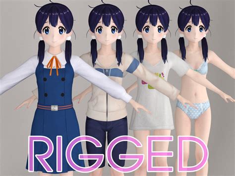 Rigged T Pose Rigged Model Of Tamako Anime Girl Cgtrader