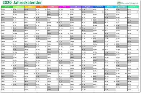 Kalender 2020 Zum Ausdrucken Mit Ferien Bw Kostenlos