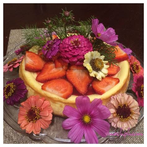 Cheese Cake And Edible Flowers Edible Flowers Edible Food