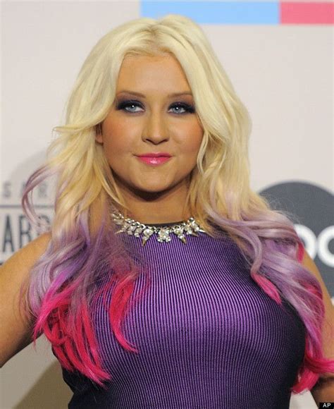 Christian Aguileras Pretty Pink Purple And Blonde Hair Pink Hair