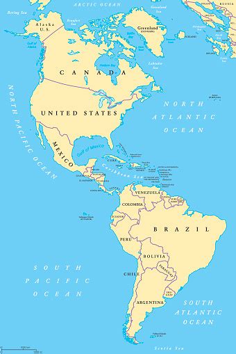 Ilustración De Las Américas Norte Y Sur América Mapa Político Y Más