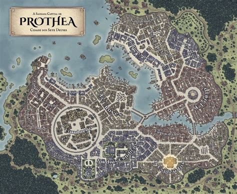 Prothea City Of The Seven Gods Inkarnate Fantasy City Map Fantasy