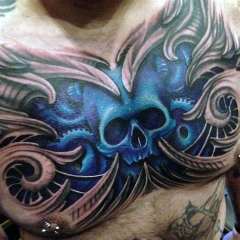 50 Skull Chest Tattoo Designs For Men Haunting Ink Ideas