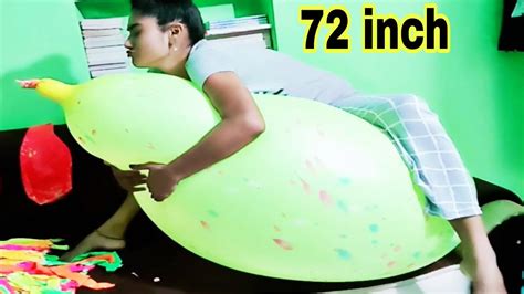 Inches Indian Gent Balloon Blowing And Sitting On It With Bouncing Biggest Indian Balloon