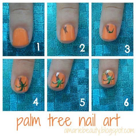 This is a step by step acrylic painting tutorial of palm trees. amariebeauty: Palm Tree Nail Art | Step by Step