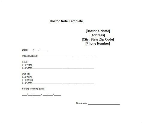 Sample Free Doctors Note Templates Fake Notes Word Templates Docs Doctors Note Template