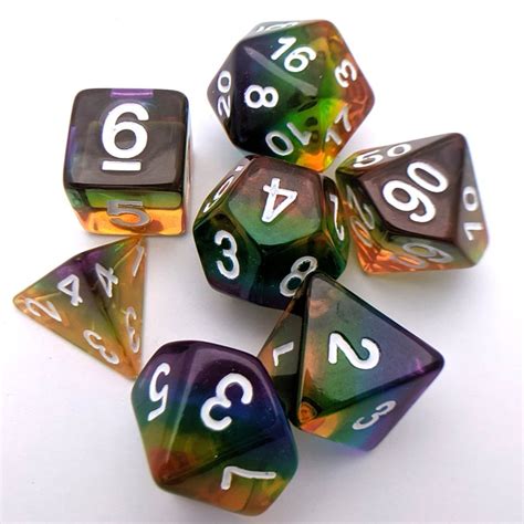 Rainbow Too Dnd Dice Set Transparent Rainbow Polyhedral Etsy