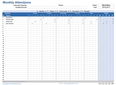 40 Student Attendance Sheet In Excel With Formula  Ugot