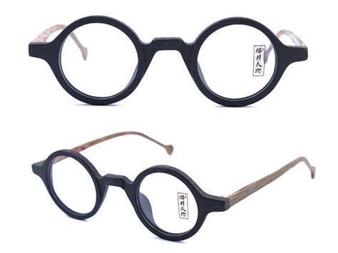 Vintage 38mm Small Round Eyeglass Frames Wood Hand Made Spectacles Glasses In Eyewear Frames