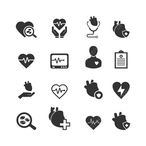 Heart Health Day Vector Png Images Heart And Health Vector Icon Set