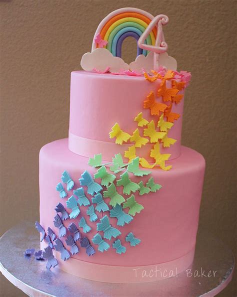 Rainbow Butterfly Birthday Cake Cake By Cece Cakesdecor