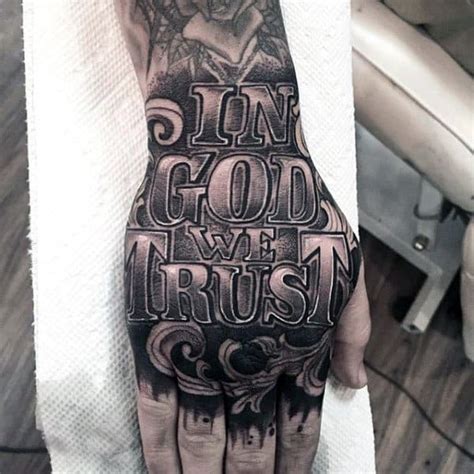 The national motto of the usa is in god we trust. 20 In God We Trust Tattoo Designs For Men - Motto Ink Ideas