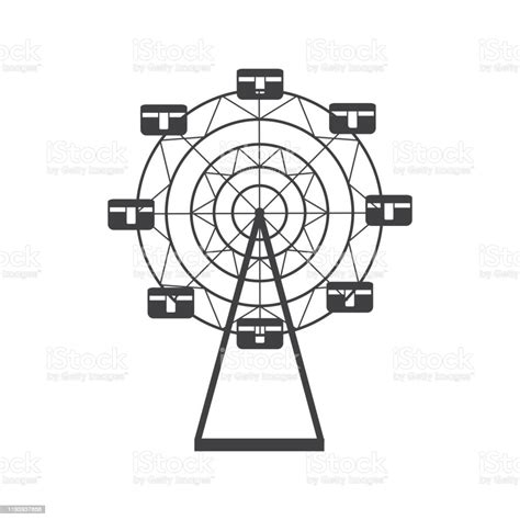 Ferris Wheel Silhouette Icon Round Carousel The Concept Of