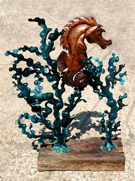 Emily Stone Copper Seahorse Seaweed Sculpture Copper Creatures