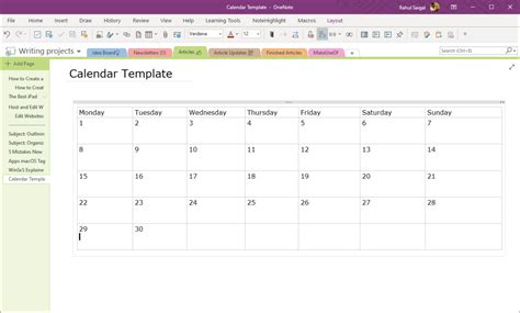 How To Create A Onenote Calendar Template