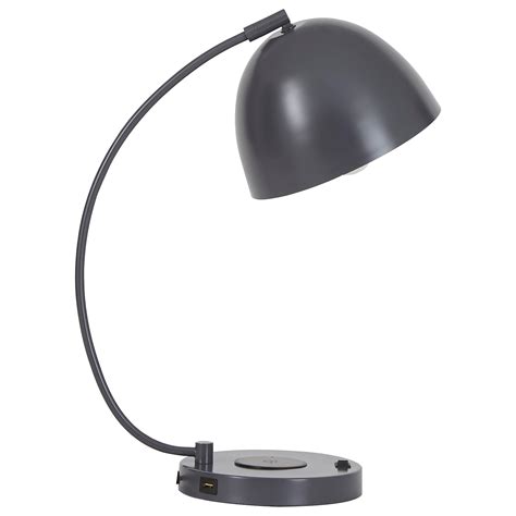 Lamps Contemporary L206032 Austbeck Gray Metal Desk Lamp With Usb And